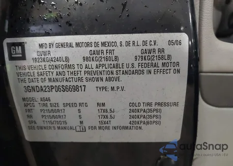 2006 Chevrolet Hhr Lt from USA, damaged, VIN 3GNDA23PO6S669817